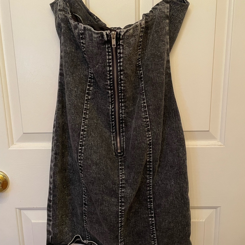 Fashion Nova Doll In Denim Mini Dress - Black Wash - Picture 6 of 7